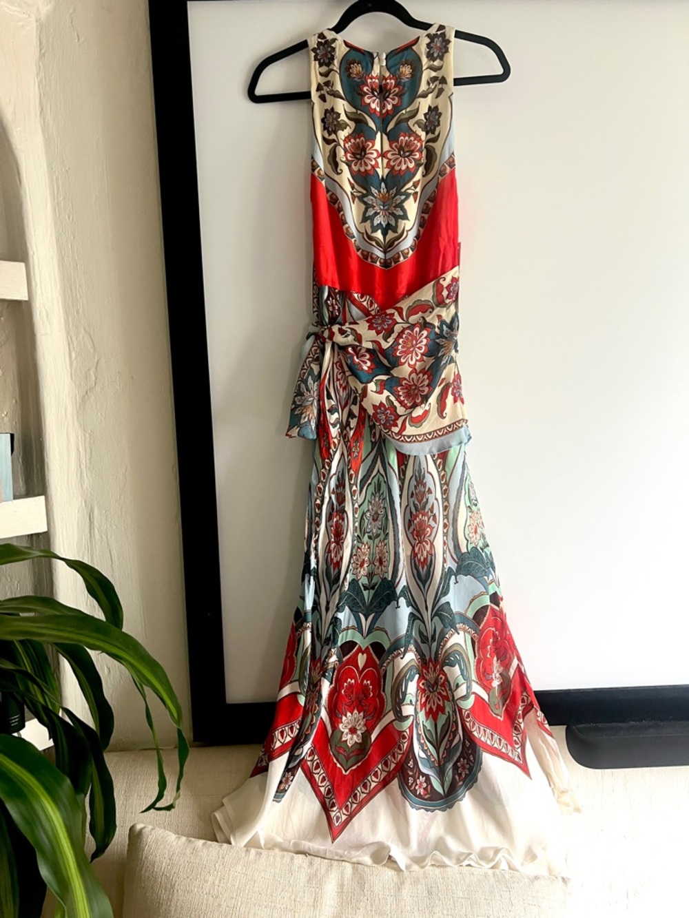 FARM Rio x Anthropologie Tie Scarf Printed Maxi Dress Size Small NWT - Picture 4 of 12